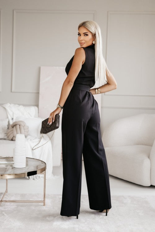 Damen Jumpsuit Schwarz Größe M Atmungsaktiv Eleganter Schnitt für Festliche Anlässe-2