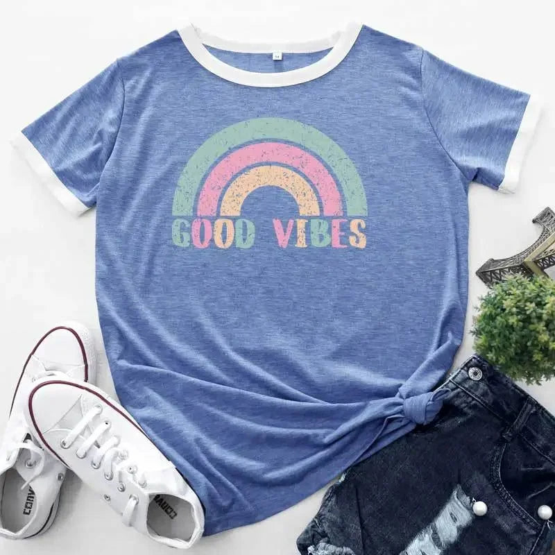 Variant image for Damen T-Shirt Regenbogen Patchwork Größe 2XL Baumwolle-1