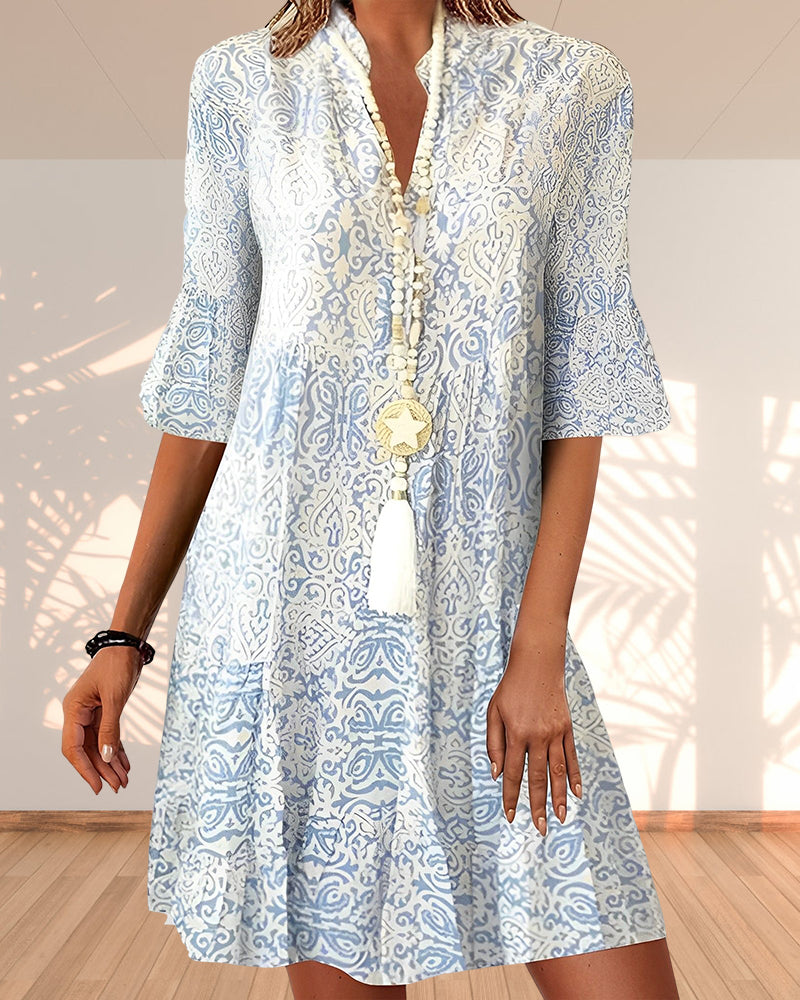 Variant image for Boho Ibiza Midi Kleid für Damen mit Breiten Ärmeln – Elegantes Sommerkleid im Stilvollen Design-1