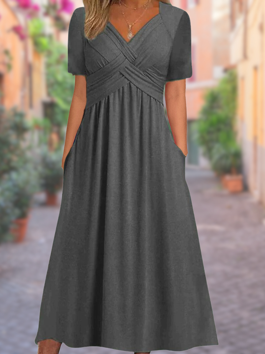 Variant image for Stylisches V-Ausschnitt Sommerkleid Damen – Leicht, Atmungsaktiv und Vielseitig für Elegante Anlässe-1