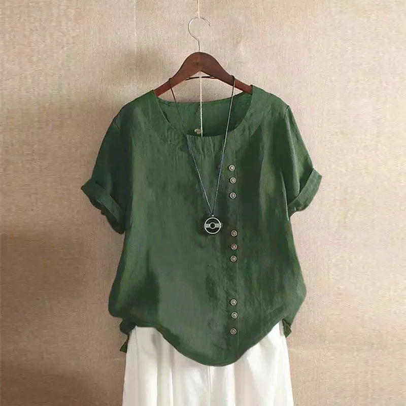 Variant image for Damen Bluse Kurzarm Pink Größe M Baumwolle mit Knotendetails für eleganten Sommerlook-41