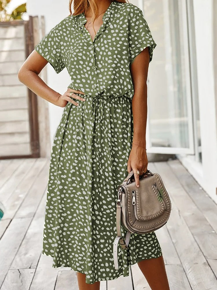 Variant image for Luftiges Midi Damenkleid mit Modernem Druck – Bequemes Sommerkleid für Warme Tage in Eleganter Passform-7