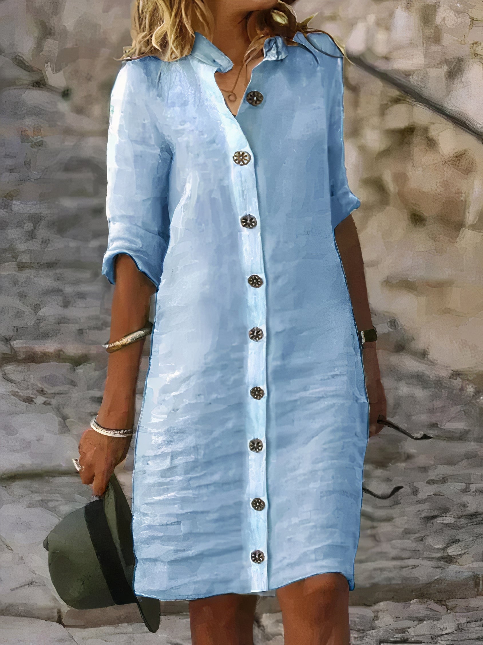Leichtes Leinen Damenkleid Midi für den Sommer – Atmungsaktiv und Stilvoll in Frischer Farbe-1
