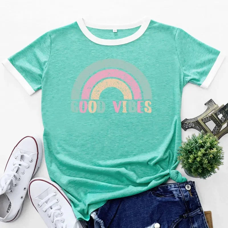 Variant image for Damen T-Shirt Regenbogen Patchwork Größe 2XL Baumwolle-25