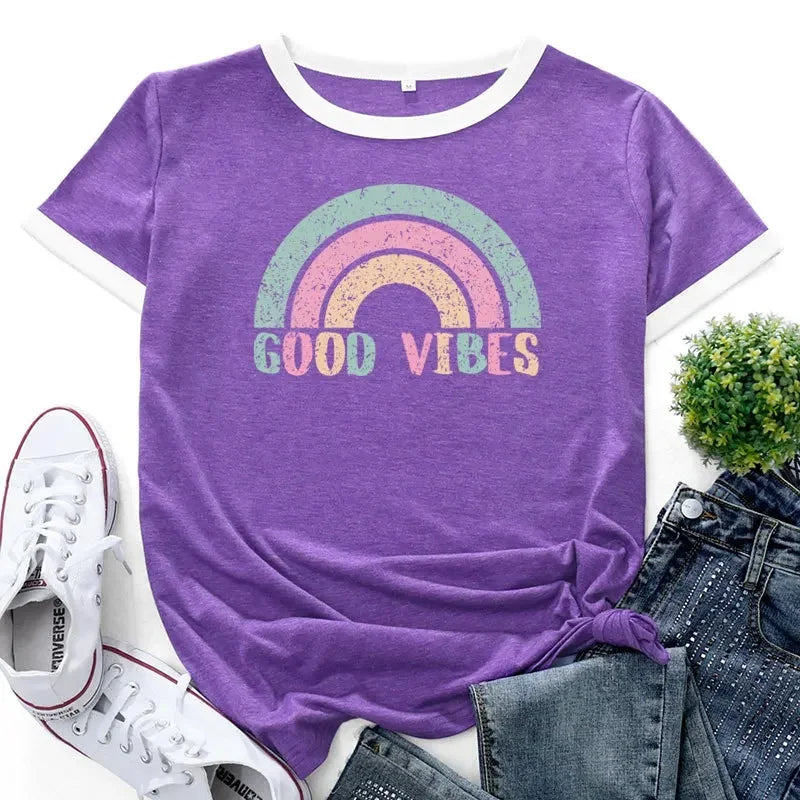 Variant image for Damen T-Shirt Regenbogen Patchwork Größe 2XL Baumwolle-33
