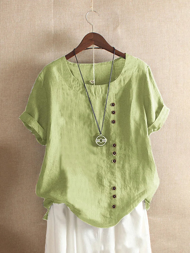 Variant image for Damen Bluse Kurzarm Pink Größe M Baumwolle mit Knotendetails für eleganten Sommerlook-49
