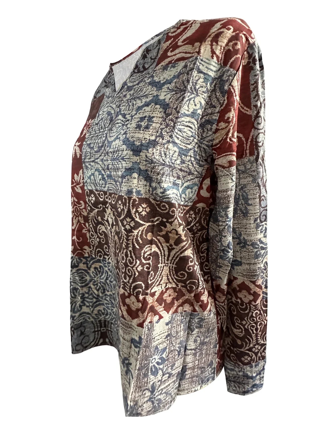 Damenbluse V-Ausschnitt Blumendruck Größe M Polyester für Festliche Anlässe-2
