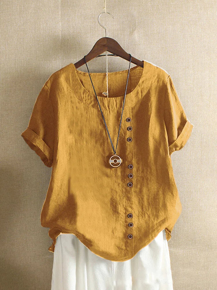 Variant image for Damen Bluse Kurzarm Pink Größe M Baumwolle mit Knotendetails für eleganten Sommerlook-57