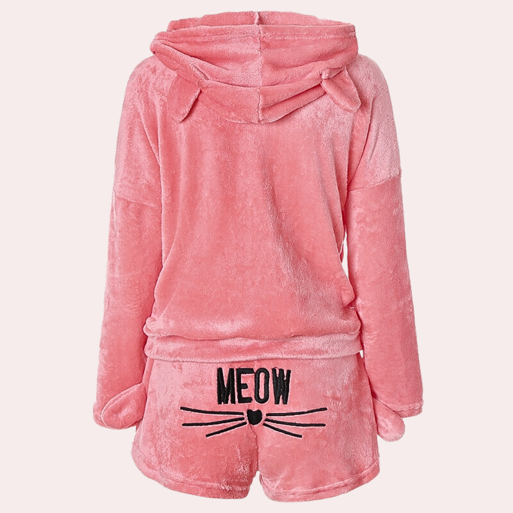 Damen Fleece Pyjama Set Grau Größe M Ultraweich Schlafanzug-3