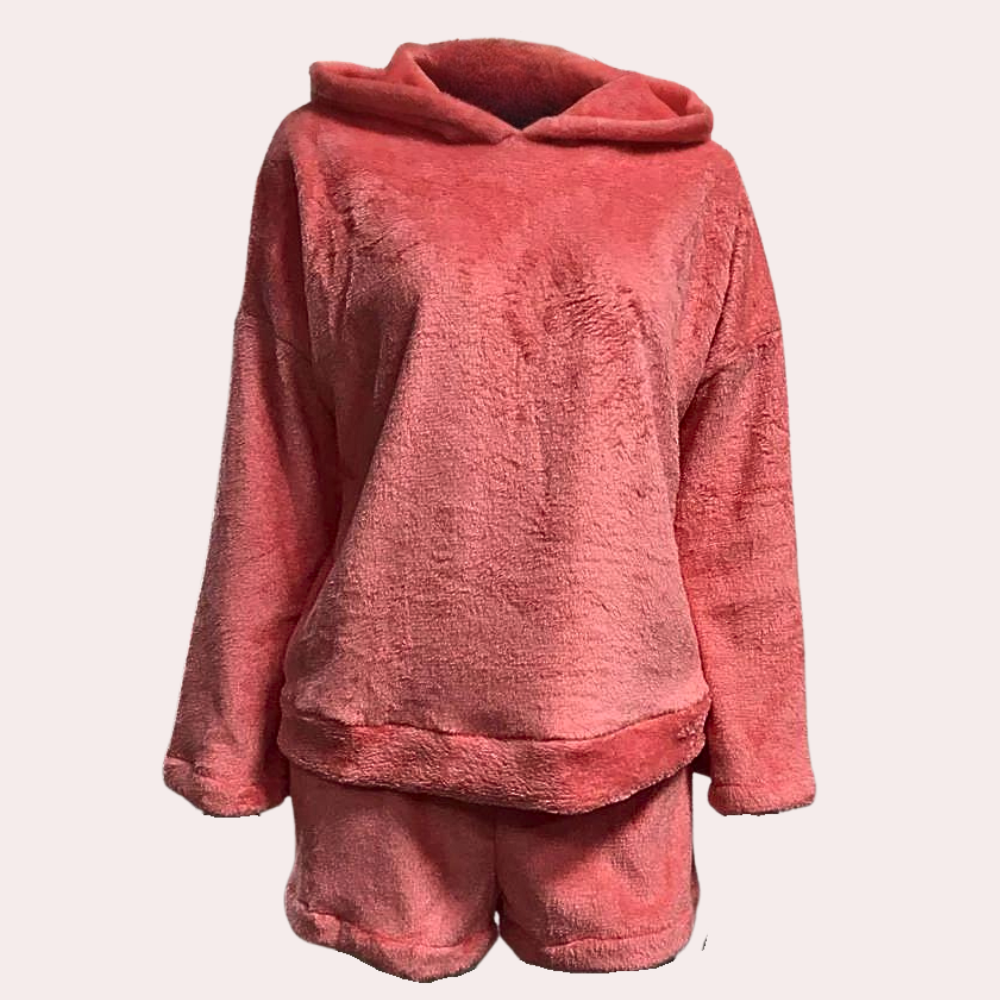 Damen Fleece Pyjama Set Grau Größe M Ultraweich Schlafanzug-2