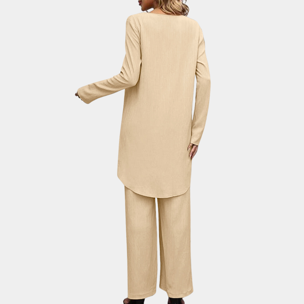 Damen Hosenanzug Set Khaki Größe M Eleganter Hosenanzug aus Hochwertigen Materialien-4