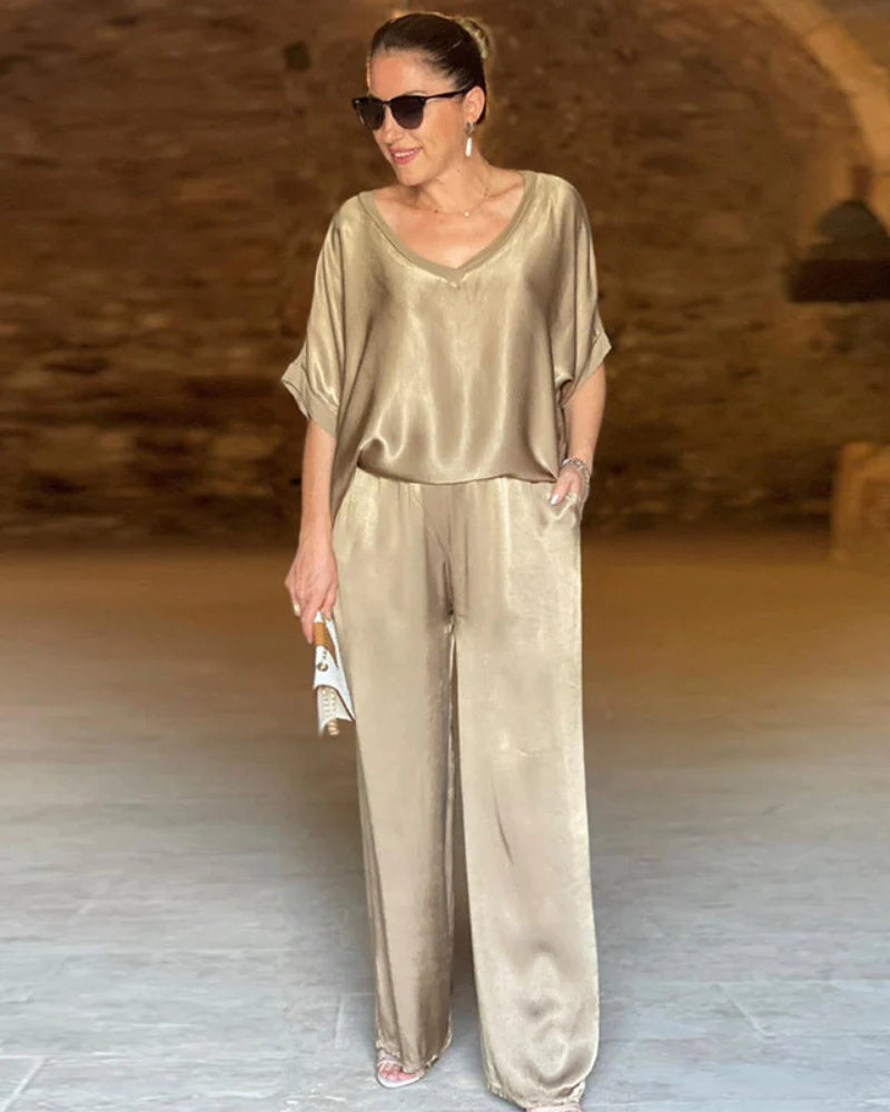 Variant image for Damen Anzug Set Beige Größe M Polyester Zweiteiliges Set-6