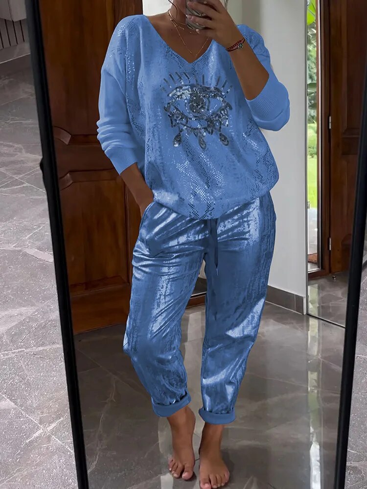 Variant image for Damen Kleidungsset Glänzend Schwarz Größe M Polyester-25