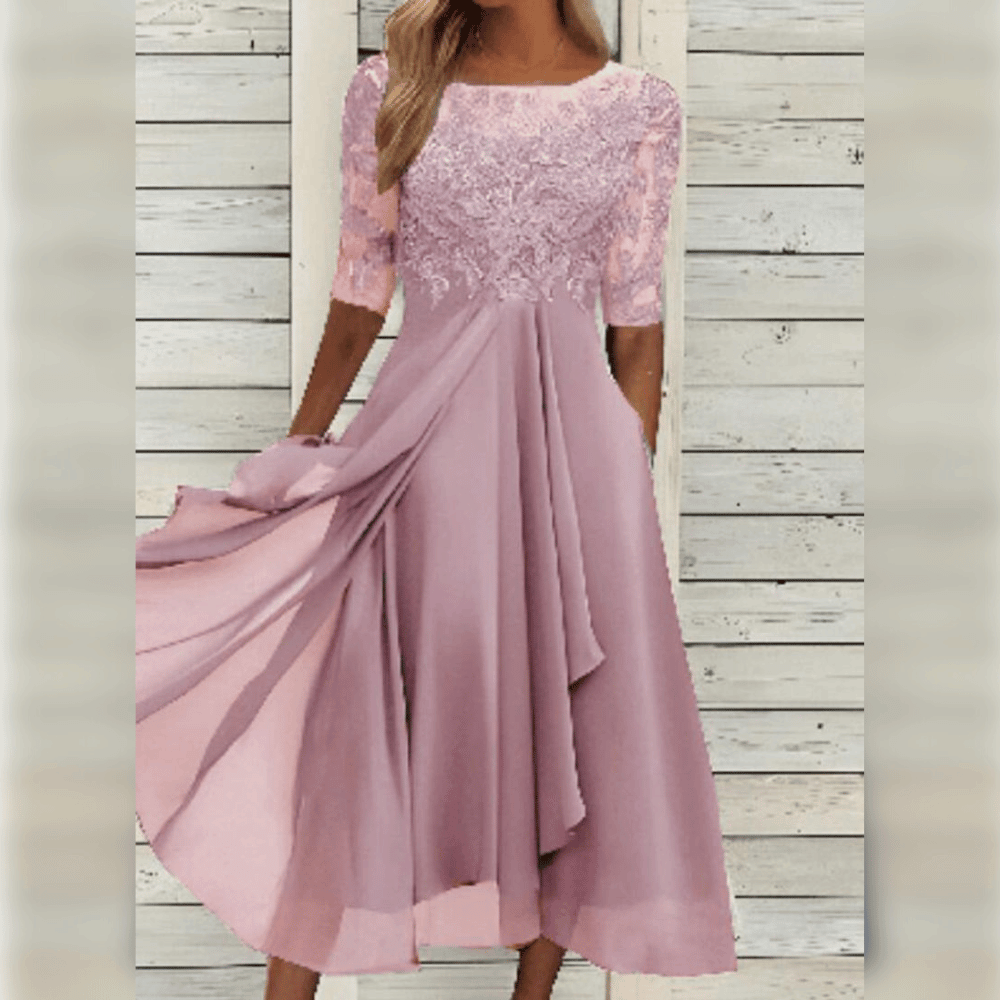 Elegantes Frauenkleid aus Spitze und Chiffon Lily