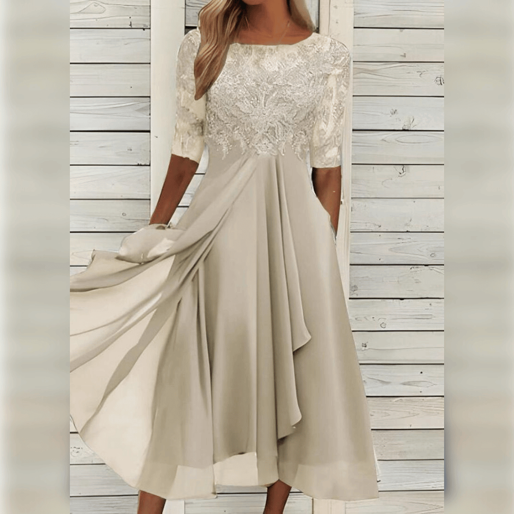 Elegantes Frauenkleid aus Spitze und Chiffon Lily