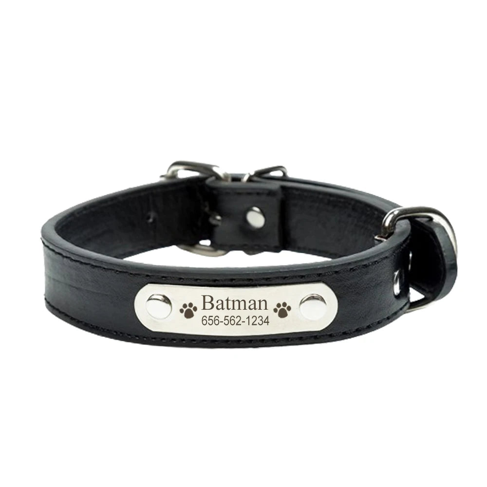 Personalisierter Hundehalsband aus PU-Leder mit Namensgravur