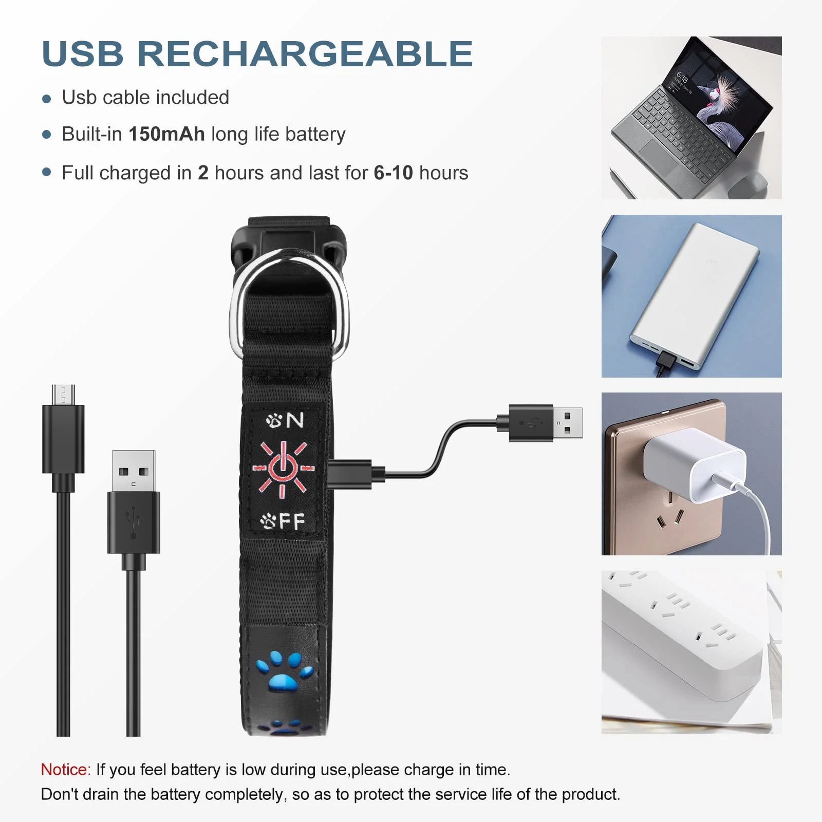 Leuchtendes Hundehalsband GlowBuddy – 7 Modi, Wasserdicht &amp; USB-Aufladung