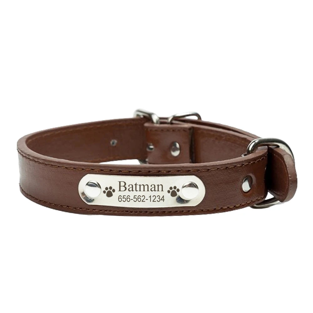 Personalisierter Hundehalsband aus PU-Leder mit Namensgravur