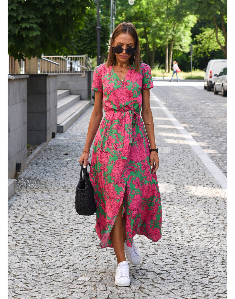 Blumenmuster Sommer Maxikleid für Damen – Leichtes, Pflegeleichtes Langes Kleid für Jeden Anlass-3