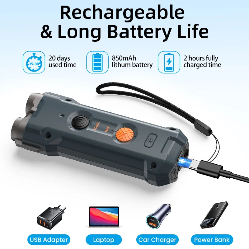 DogSafe Ultraschall Hundeabwehr – 2-in-1 Anti-Bell &amp; Trainingsgerät mit LED-Licht