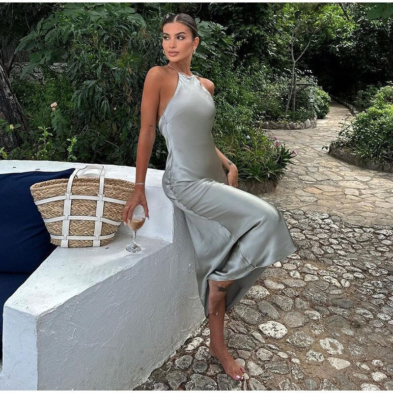 Variant image for Elegantes Maxikleid mit Satingürtel – Ärmelloses Sommerkleid für Damen, Festlich Lange Kleider für besondere Anlässe-2