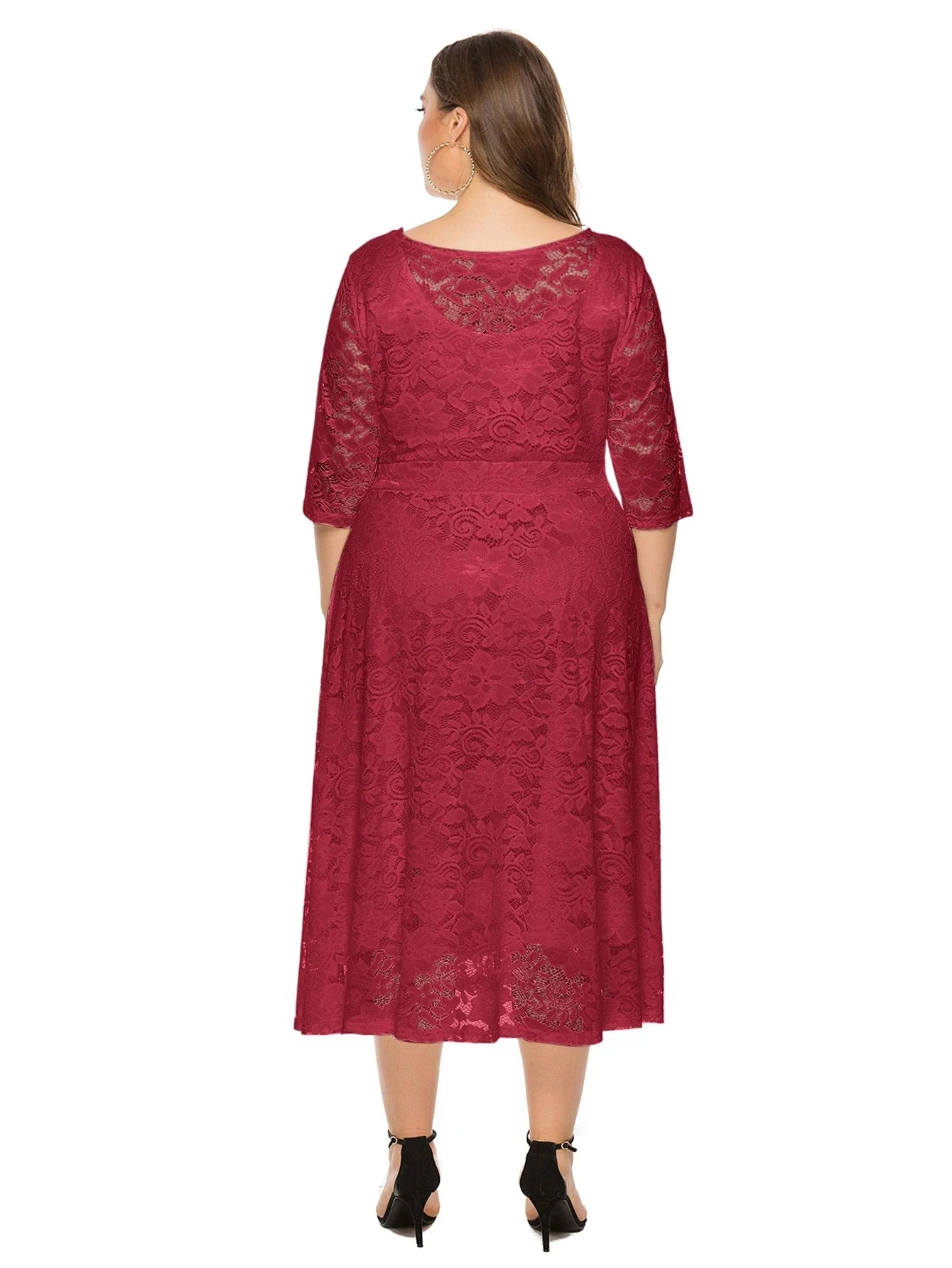 Übergrößen Midikleid mit Spitzen-Details für Damen Lena