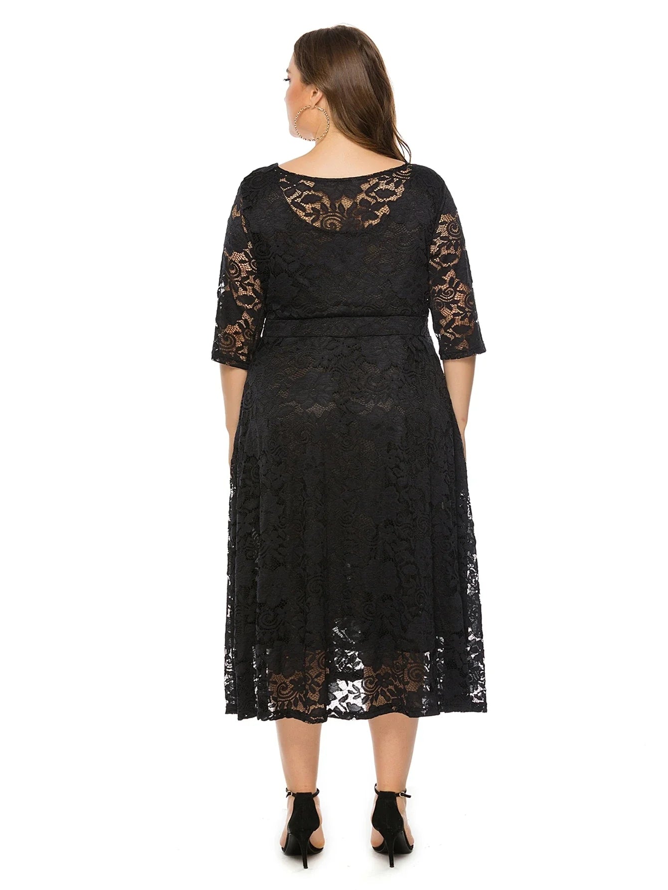 Übergrößen Midikleid mit Spitzen-Details für Damen Lena