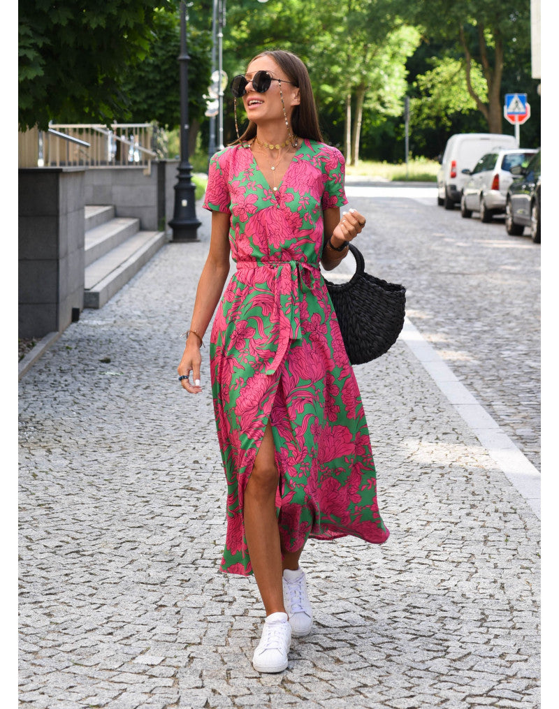Blumenmuster Sommer Maxikleid für Damen – Leichtes, Pflegeleichtes Langes Kleid für Jeden Anlass-2