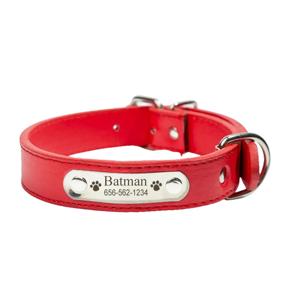 Personalisierter Hundehalsband aus PU-Leder mit Namensgravur