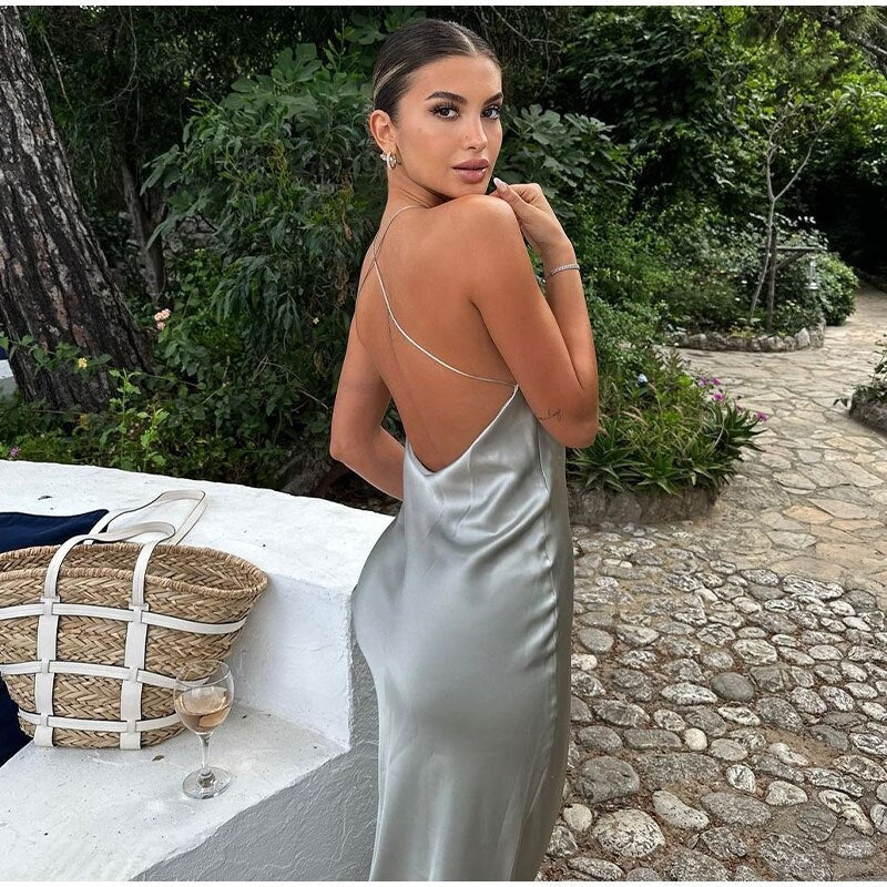 Variant image for Elegantes Maxikleid mit Satingürtel – Ärmelloses Sommerkleid für Damen, Festlich Lange Kleider für besondere Anlässe-1