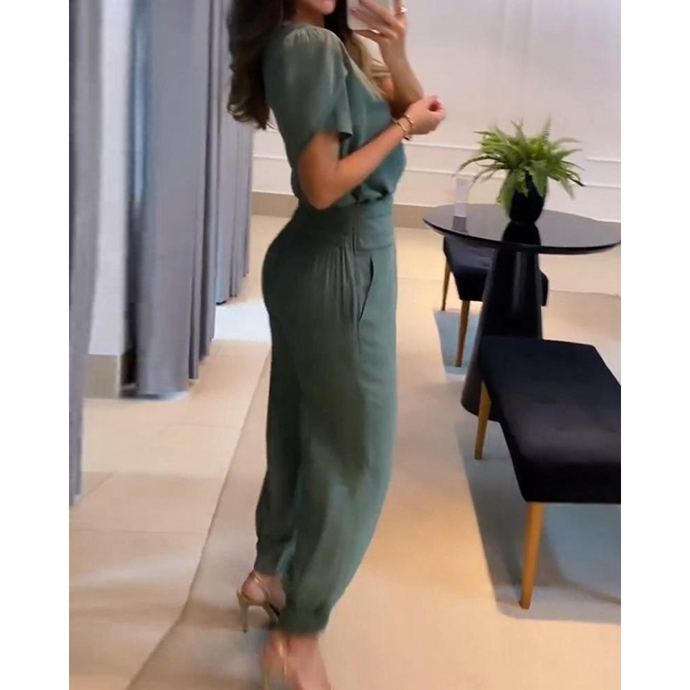 Damen Hosenanzug Schwarz Größe M Baumwolle Eleganter 2-teiliger Hosenanzug Festlich-2