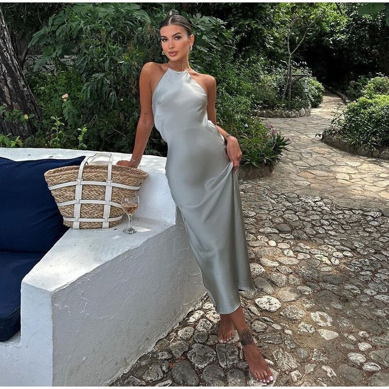 Variant image for Elegantes Maxikleid mit Satingürtel – Ärmelloses Sommerkleid für Damen, Festlich Lange Kleider für besondere Anlässe-3
