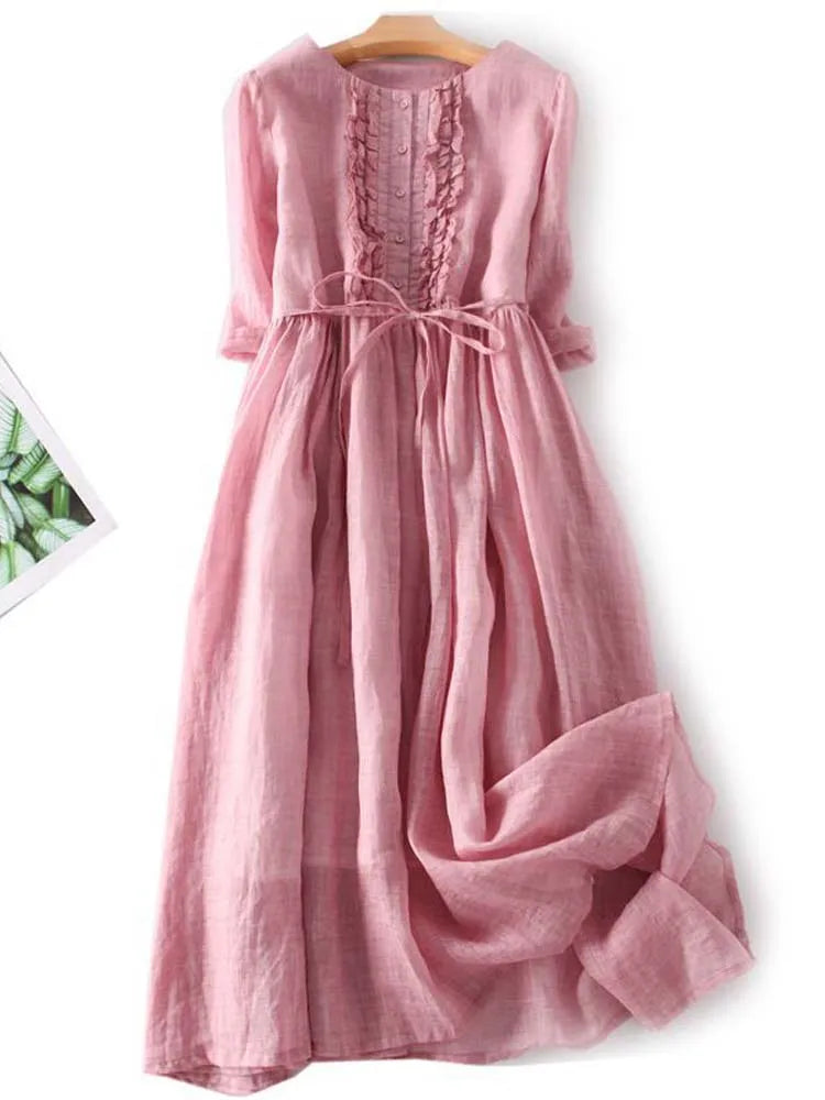 Variant image for Luftiges Leinenkleid Damen – Bequemes, Boho-inspiriertes Sommerkleid in Langform für Strand und Abendveranstaltungen-7