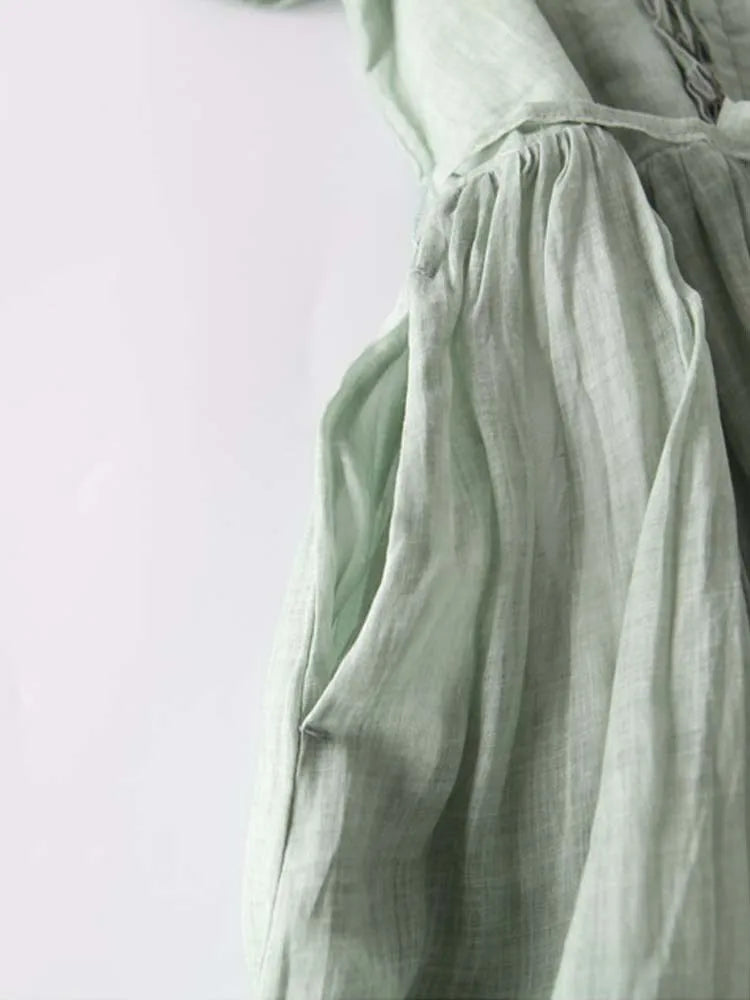 Luftiges Leinenkleid Damen – Bequemes, Boho-inspiriertes Sommerkleid in Langform für Strand und Abendveranstaltungen-5