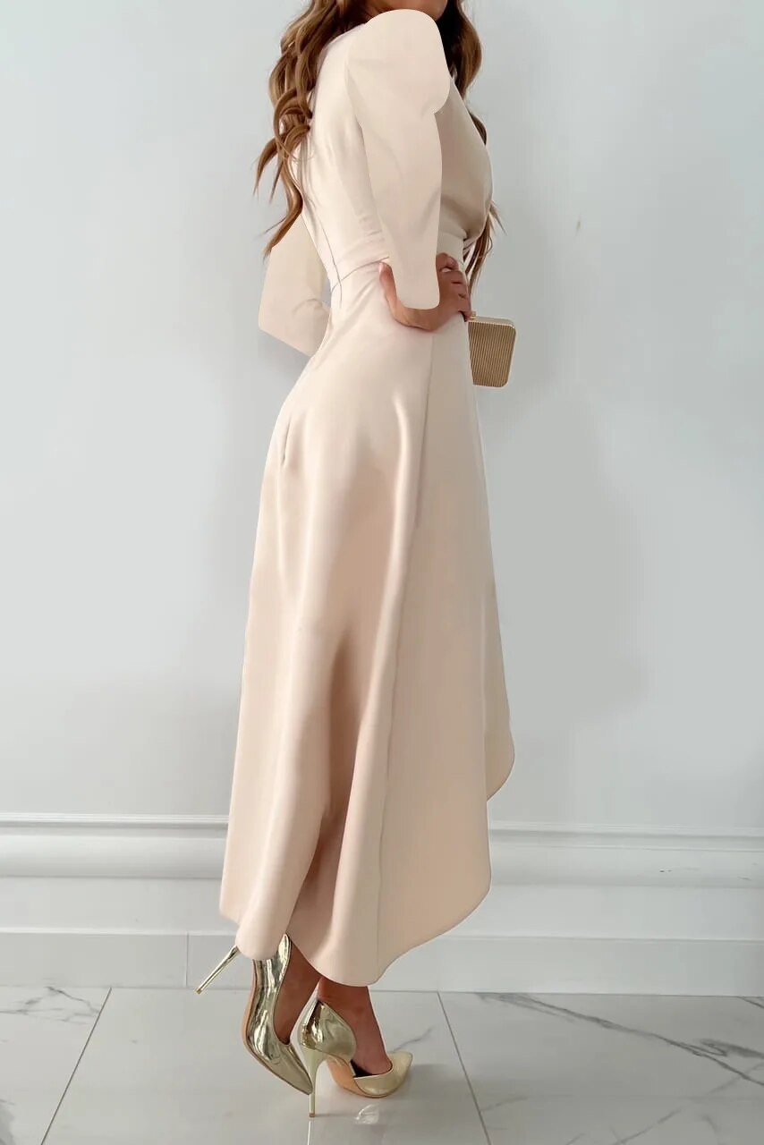 Elegantes Damenkleid Felicia mit V-Ausschnitt – Asymmetrische Silhouette für Festliche Anlässe und Alltag-6