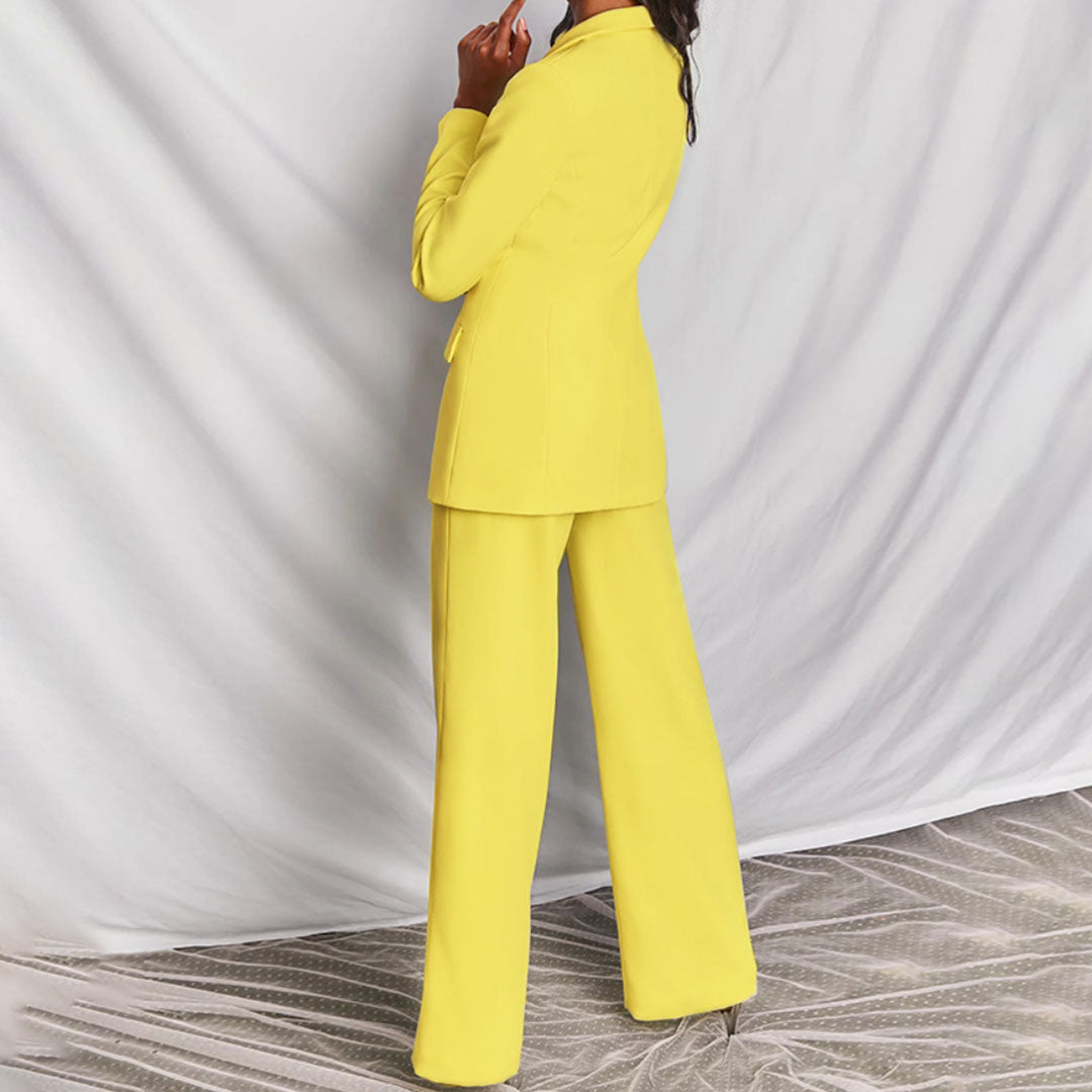 Damen Anzug Schwarz Größe M Polyester Blazer und Hose Set für Eleganz-3