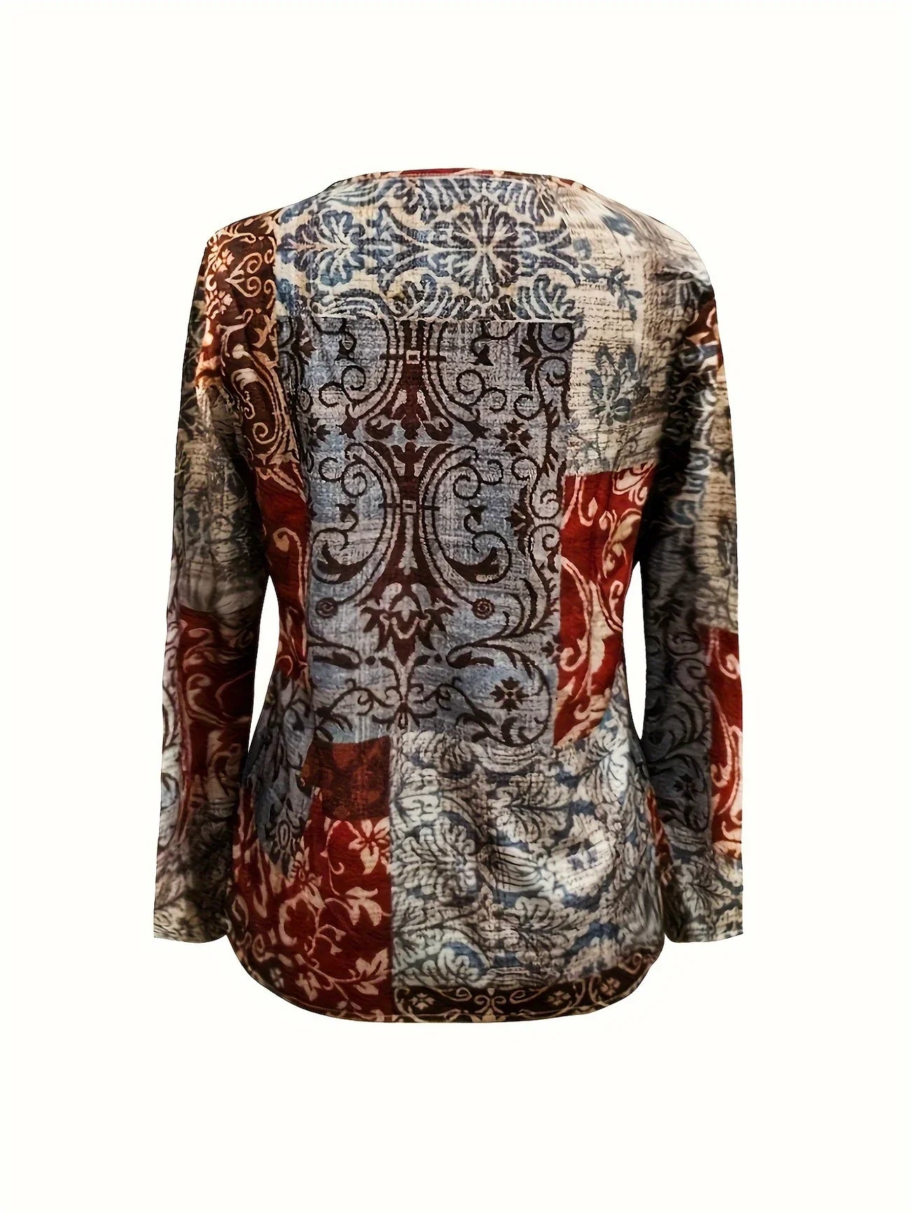 Damenbluse V-Ausschnitt Blumendruck Größe M Polyester für Festliche Anlässe-4