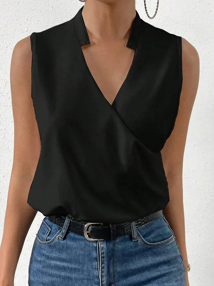 Variant image for Damen Top Weiß Größe M Baumwolle Ärmellos Festlich Elegantes Oberteil-19