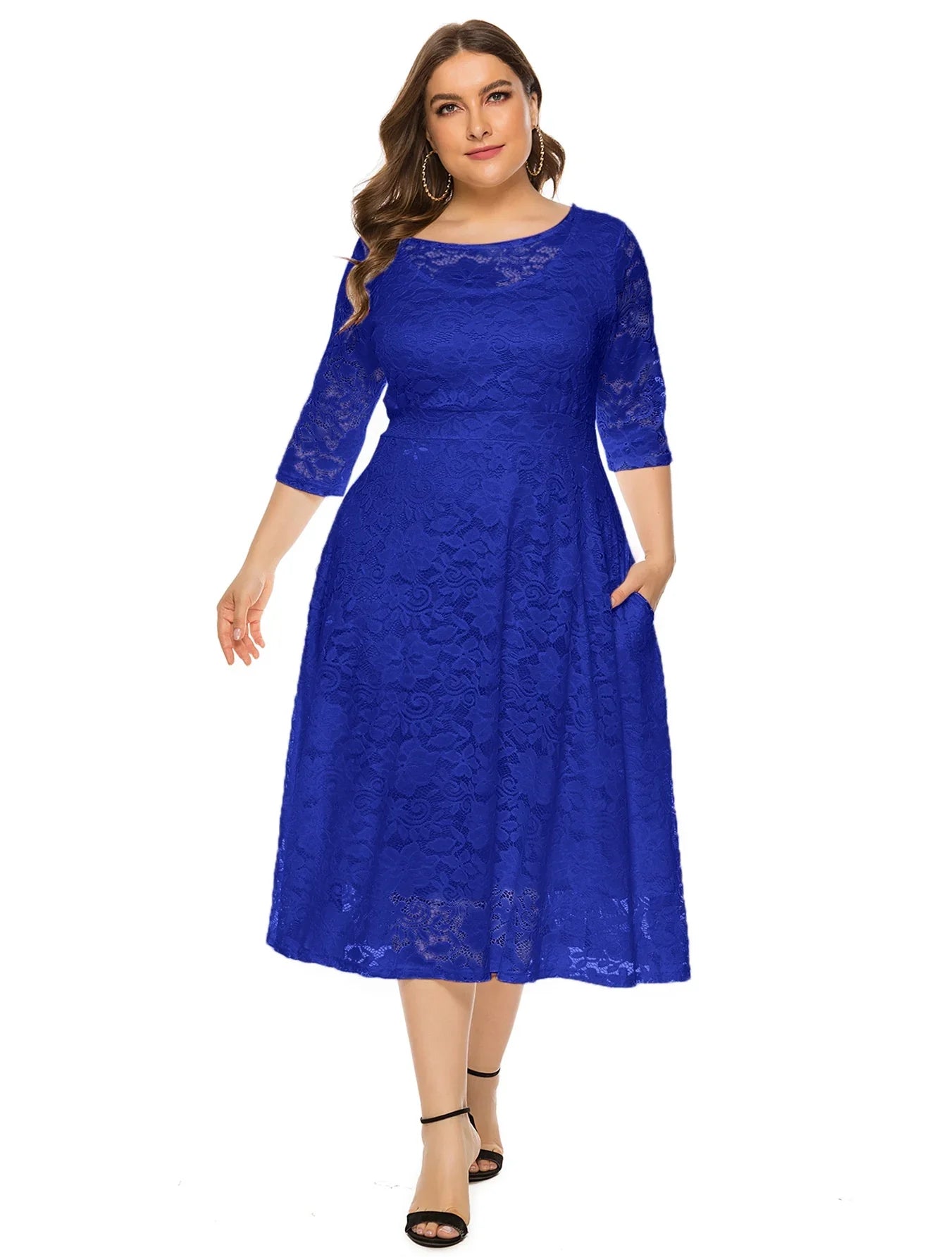Übergrößen Midikleid mit Spitzen-Details für Damen Lena