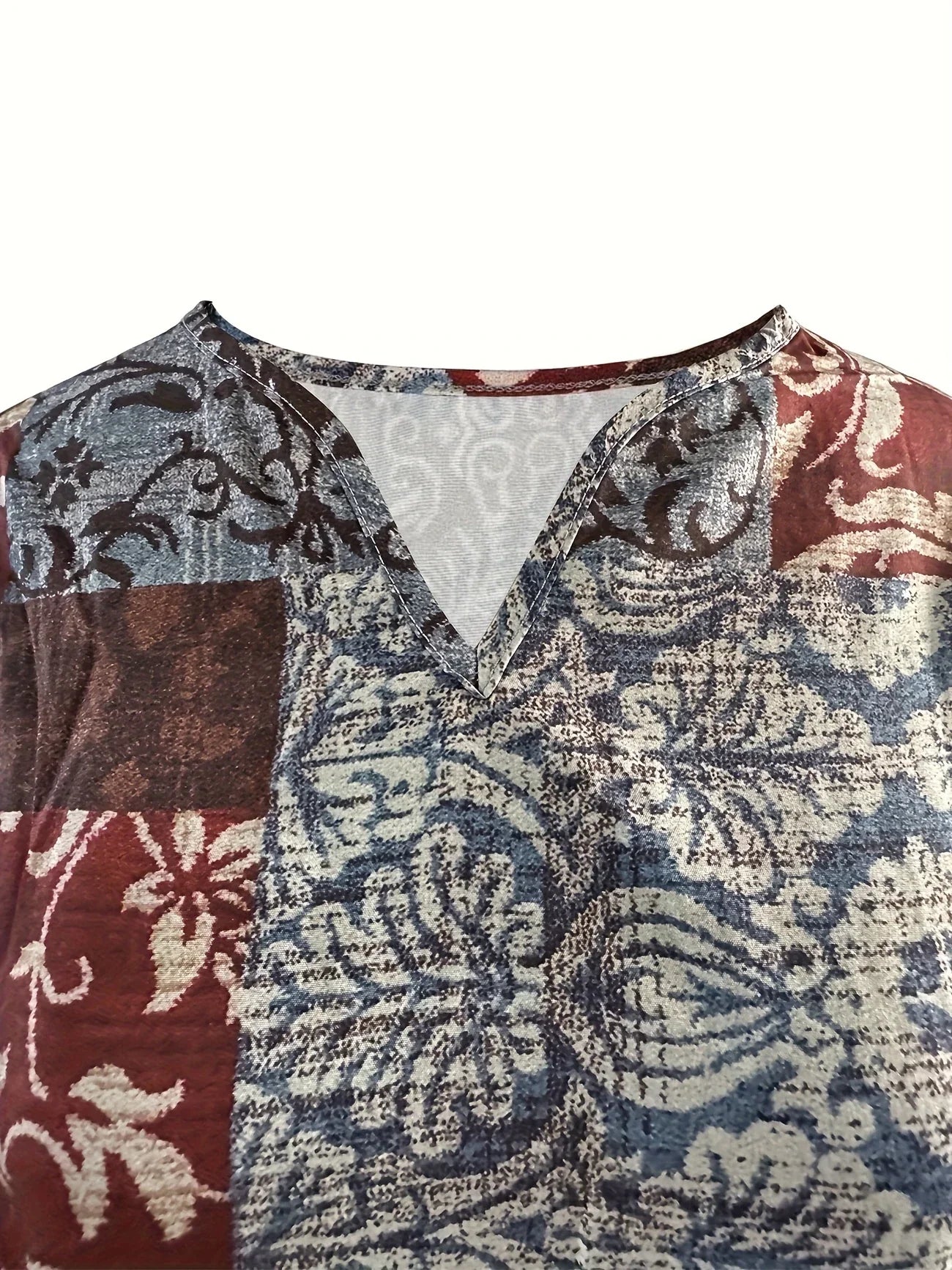 Damenbluse V-Ausschnitt Blumendruck Größe M Polyester für Festliche Anlässe-5
