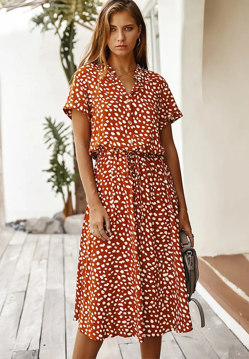 Variant image for Luftiges Midi Damenkleid mit Modernem Druck – Bequemes Sommerkleid für Warme Tage in Eleganter Passform-13