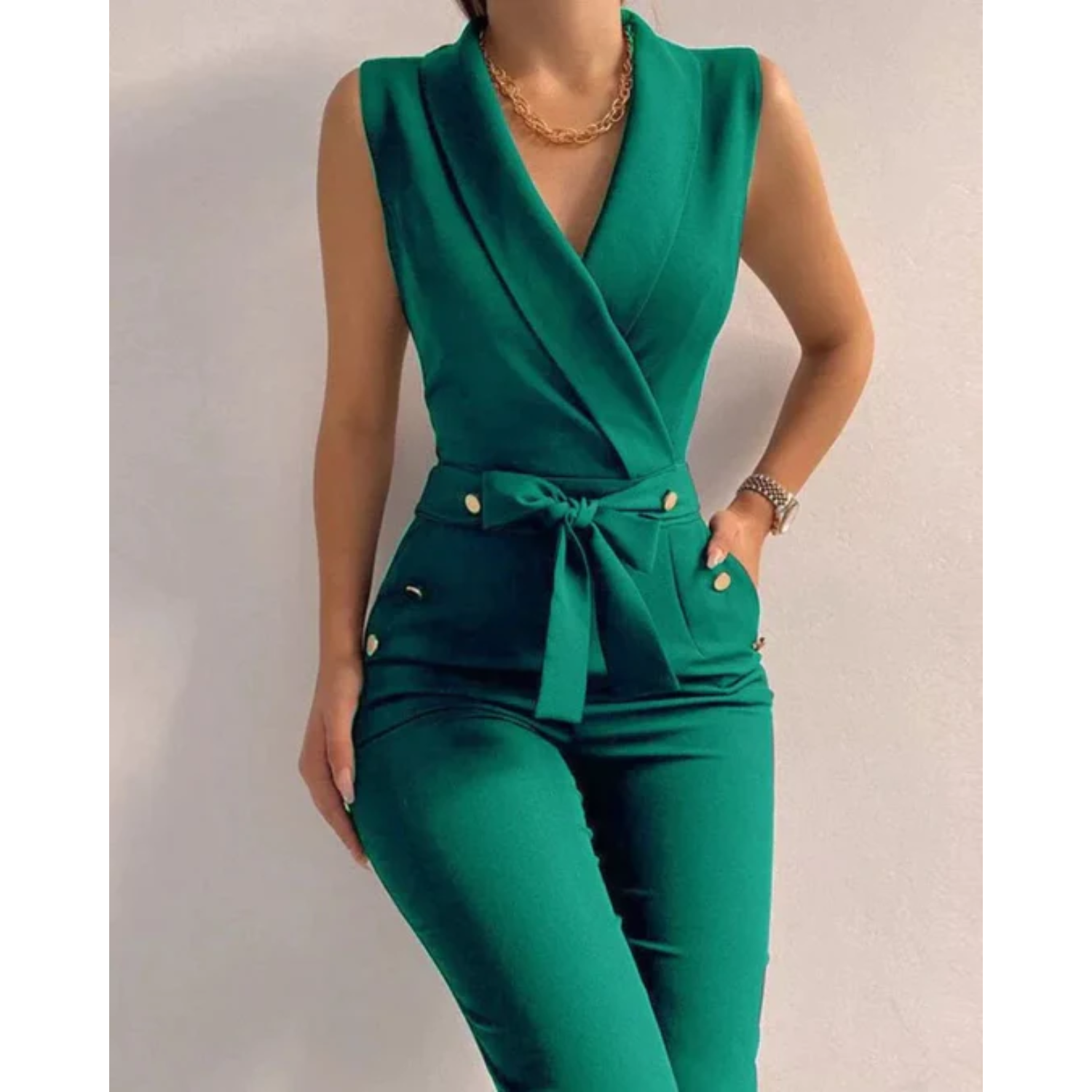 Damen Jumpsuit Schwarz Größe M Baumwolle Ärmellos Elegant Sommer-2