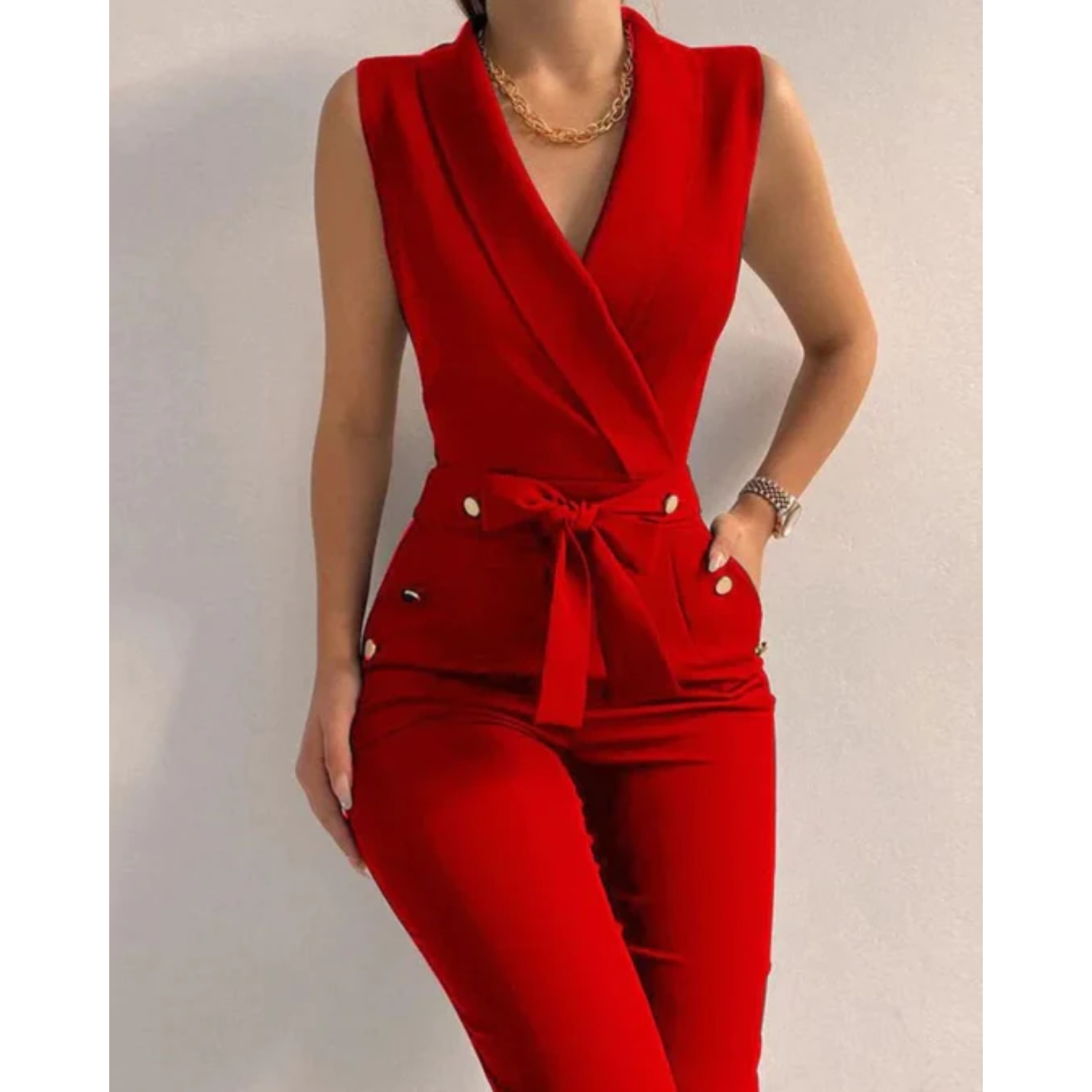Damen Jumpsuit Schwarz Größe M Baumwolle Ärmellos Elegant Sommer-1