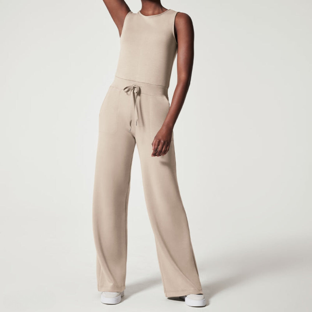 Variant image for Damen Jumpsuit Beige Größe M Baumwolle Ärmellos Elegant Sommer-13