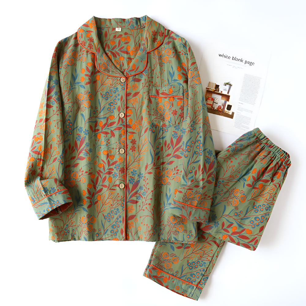 Variant image for Damen Loungewear Set Grau Größe M Baumwolle Jacquard-7