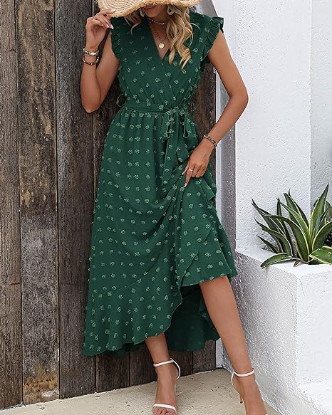 Variant image for Elegantes Plissiertes Damenkleid mit Punkten – Festliche Kleider für Jeden Anlass, Komfort und Stil-21