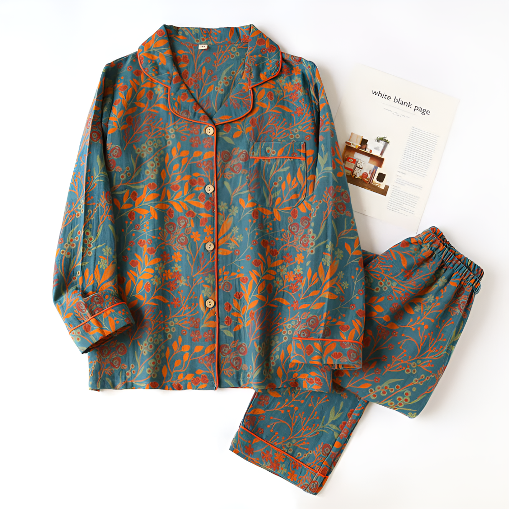 Variant image for Damen Loungewear Set Grau Größe M Baumwolle Jacquard-4