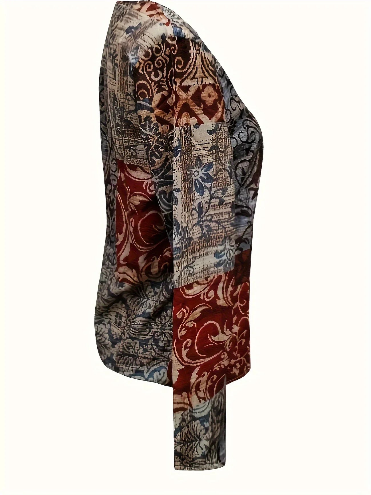 Damenbluse V-Ausschnitt Blumendruck Größe M Polyester für Festliche Anlässe-3