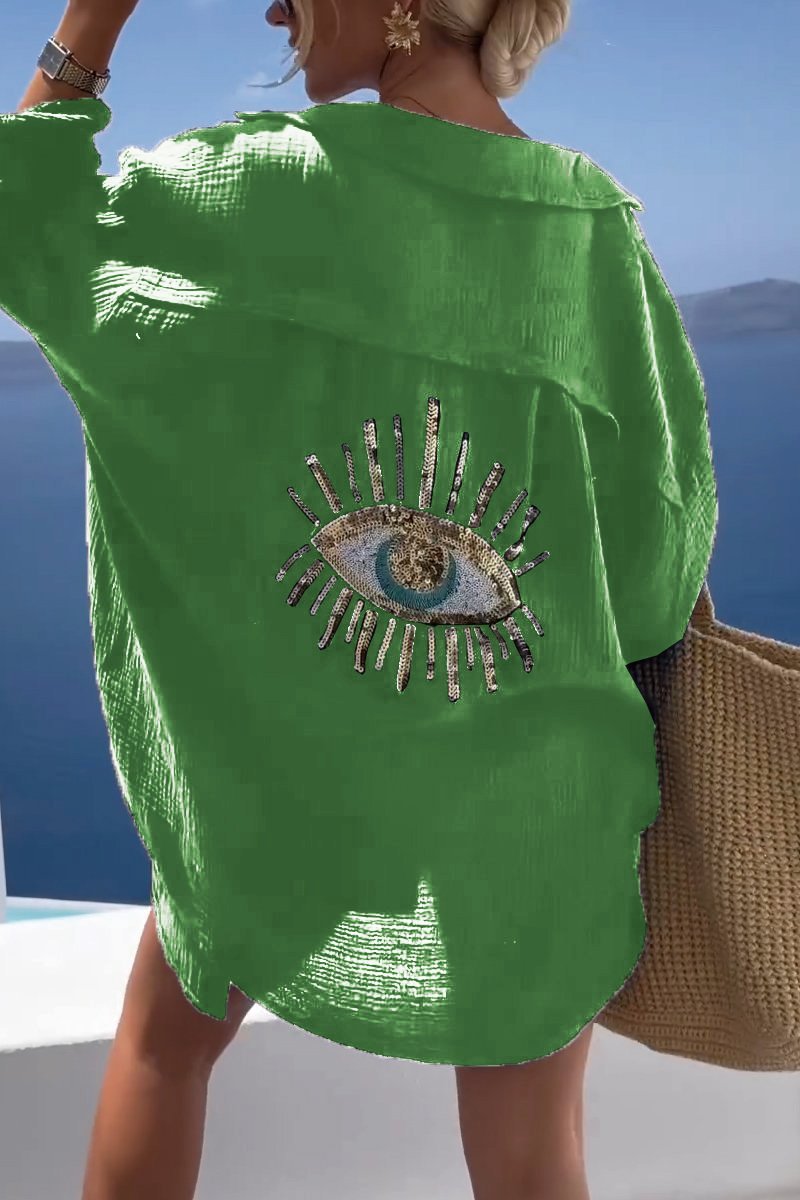 Variant image for Damen T-Shirt Weiß Größe M Baumwolle Pailletten Oberteil-41