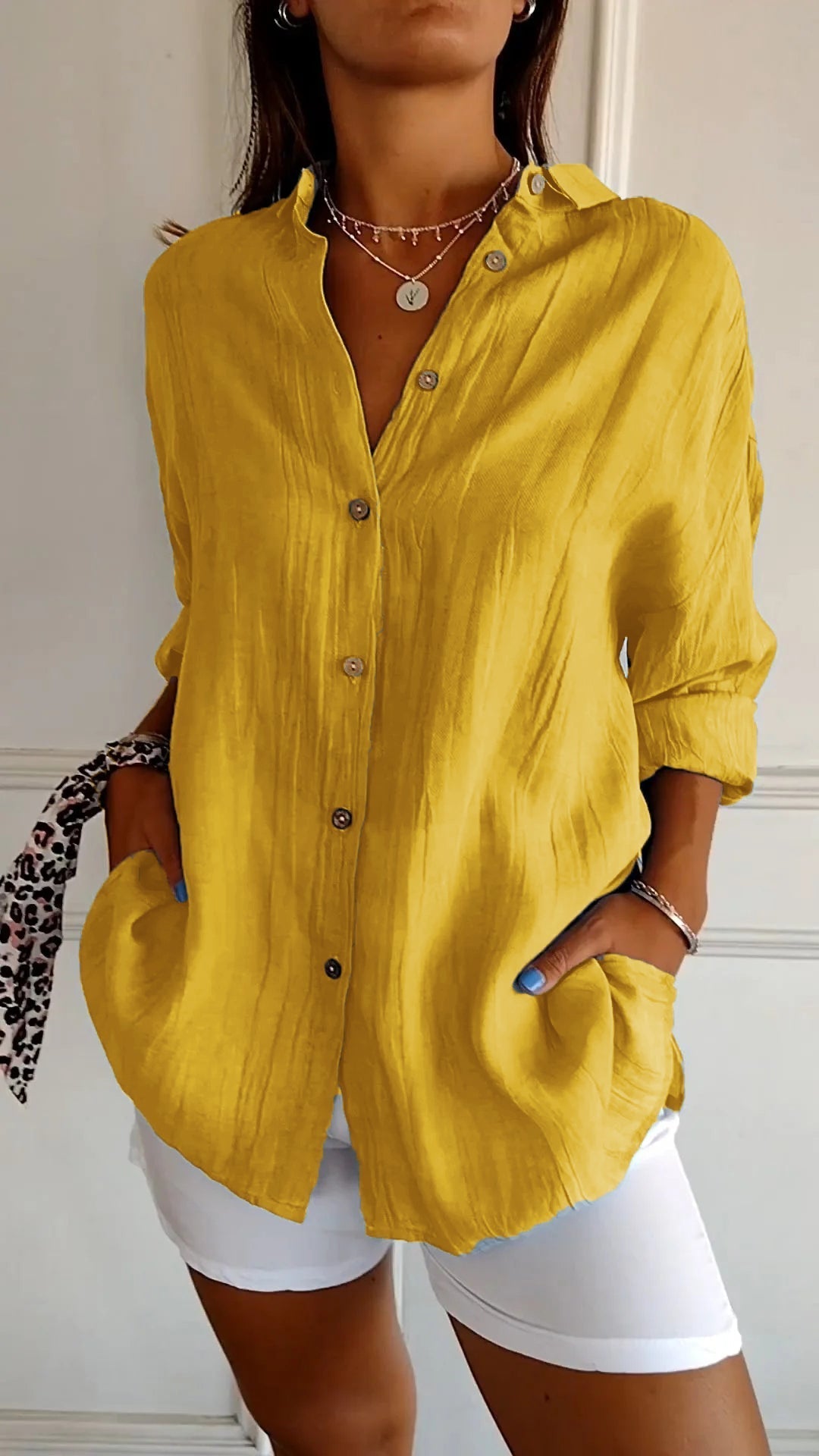 Variant image for Damenbluse Weiß Größe M Plissiert Baumwolle Elegante Bluse für Festliche Anlässe-25